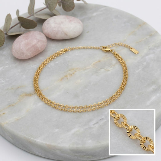 18k Gold Steel Double Layer Chain Anklet
