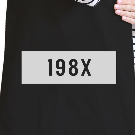 198X Black Canvas Tote Cute Portable Bag Gift Idea for Teachers - One Color / One Size - Bags & Luggage - Women’s Bags
