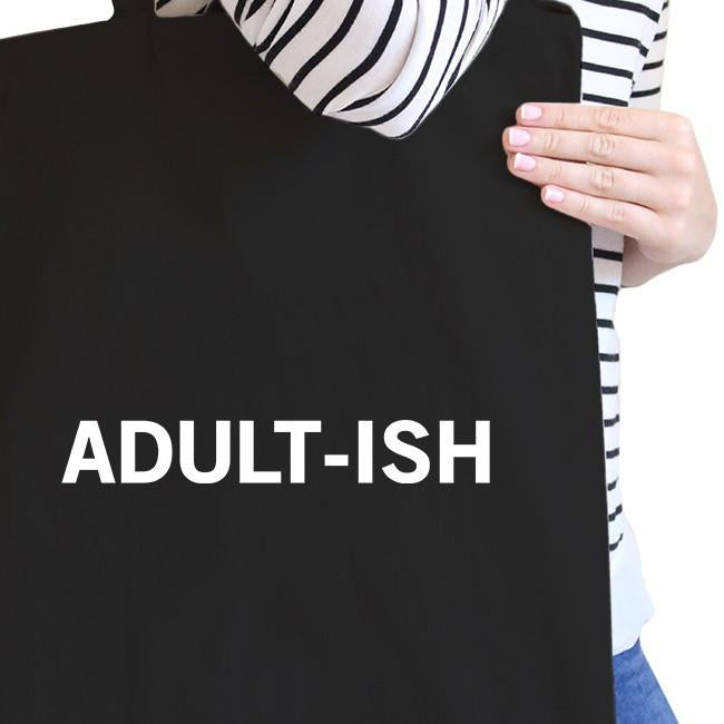 Adult-Ish Black Canvas Tote Bag Trendy for College Students - One Color / One Size - Bags & Luggage - Women’s Bags