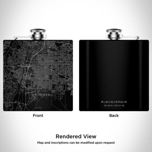 Albuquerque - New Mexico Map Hip Flask in Matte Black - Drinkware