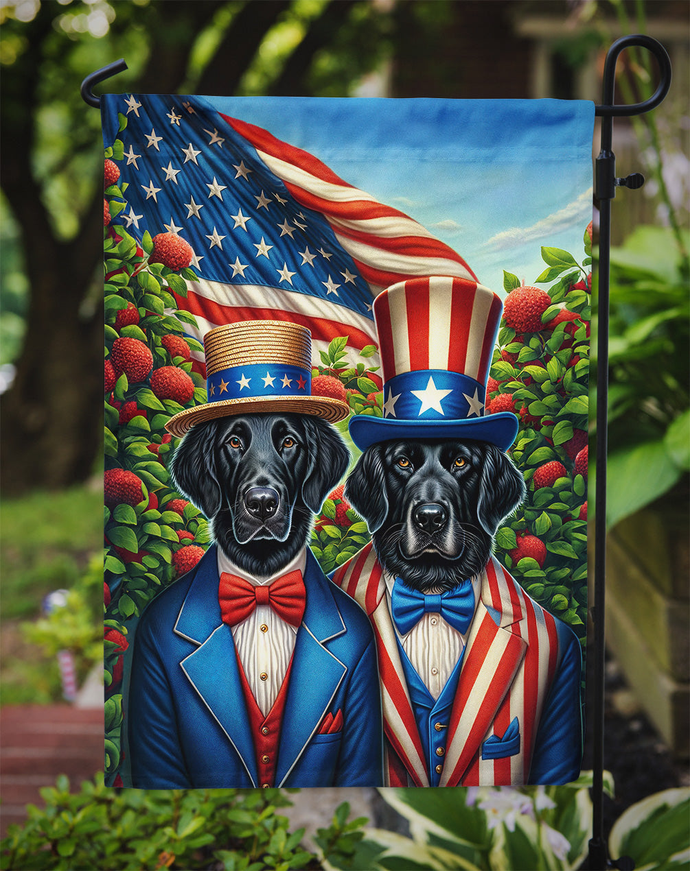 All American Flat-Coated Retriever Garden Flag - One Color / One Size - Home & Garden - Home Decor - Flags Banners &