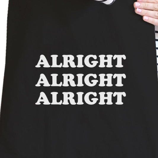 Alright Black Canvas Bag Simple and Trendy Cotton Tote Bags - One Color / One Size - Bags & Luggage - Women’s Bags