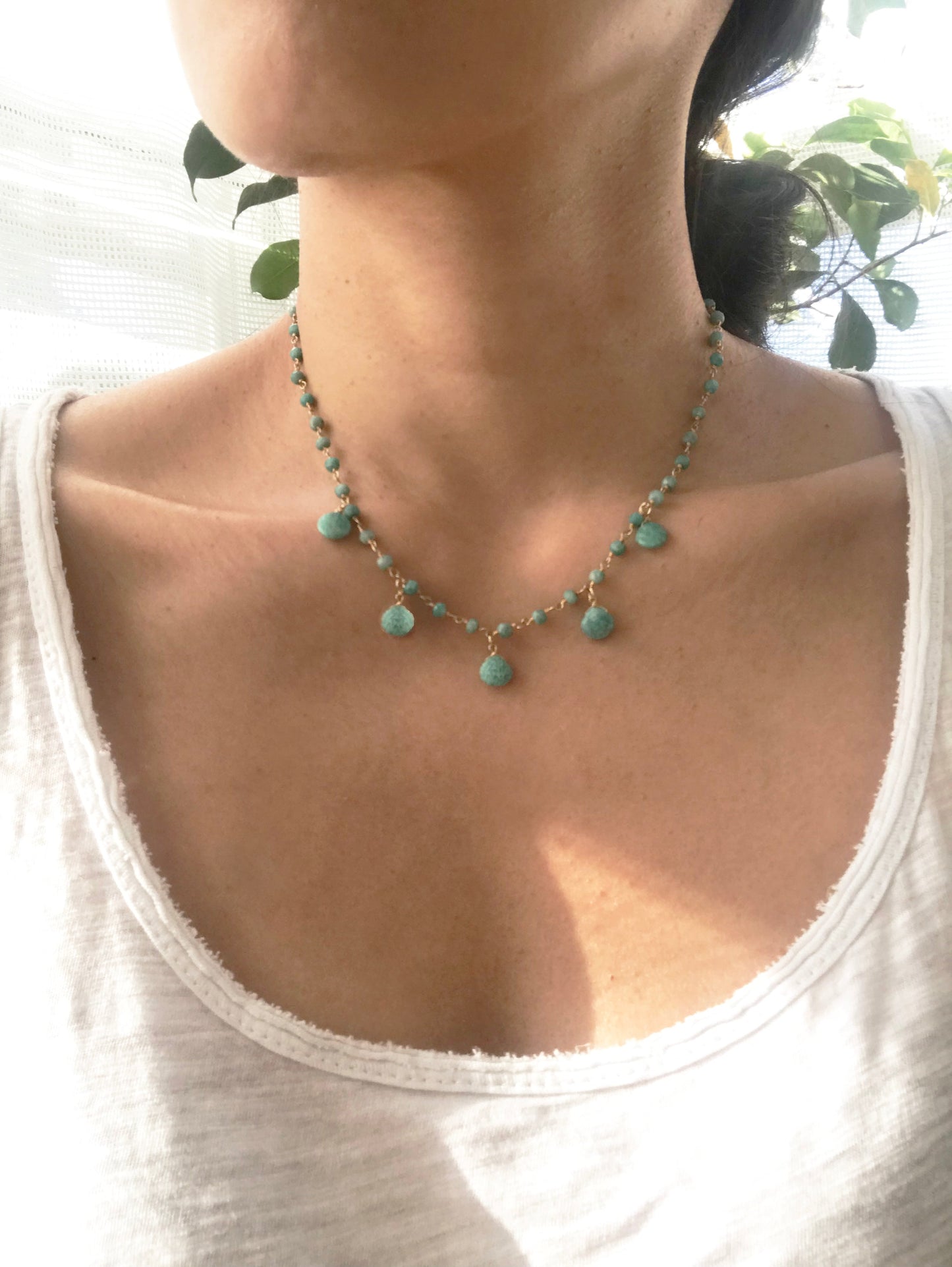 Amazonite Droplet Vermeil Necklace - One Color / One Size - Jewelry & Accessories - Necklaces & Pendants