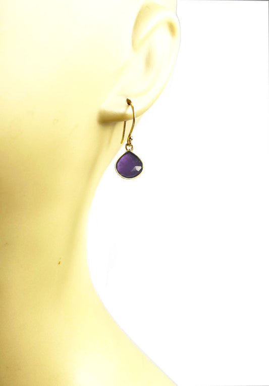 Amethyst Bezel Drop Earrings - One Color / One Size - Jewelry & Accessories - Fine Jewelry - Earrings