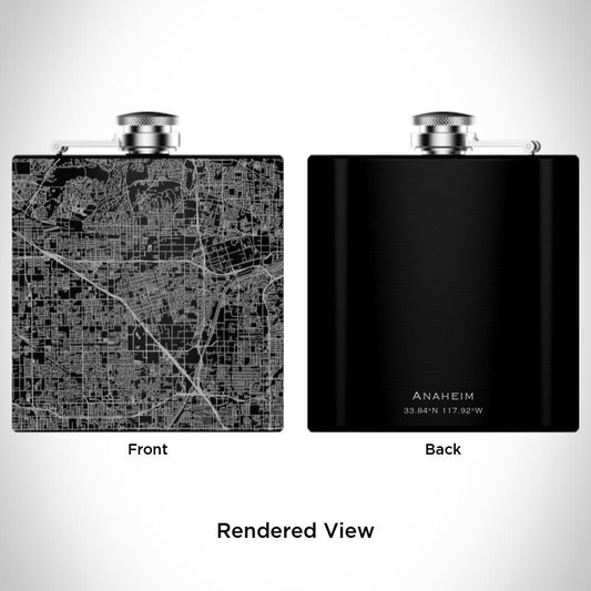 Anaheim - California Map Hip Flask in Matte Black - Drinkware