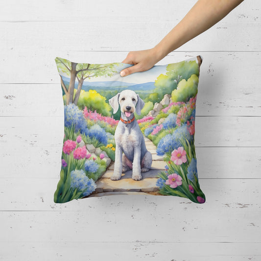 Bedlington Terrier Spring Garden Throw Pillow - One Color / One Size - Home & Garden - Home Textile - Pillows