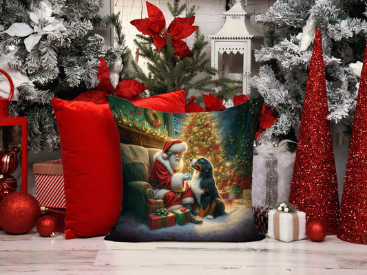 Bernese Mountain Dog and Santa Claus Throw Pillow - One Color / One Size - Home & Garden - Home Textile - Pillows