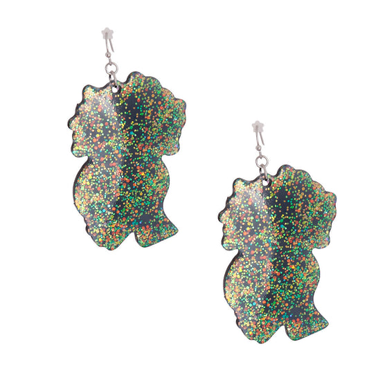 Black Glitter Natural Hair Earrings
