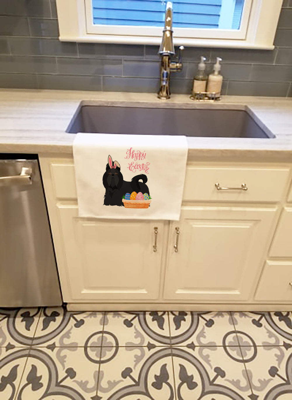 Black Shih Tzu Easter Kitchen Towel Set of 2 - One Color / One Size - Home & Garden - Home Textile - Towels