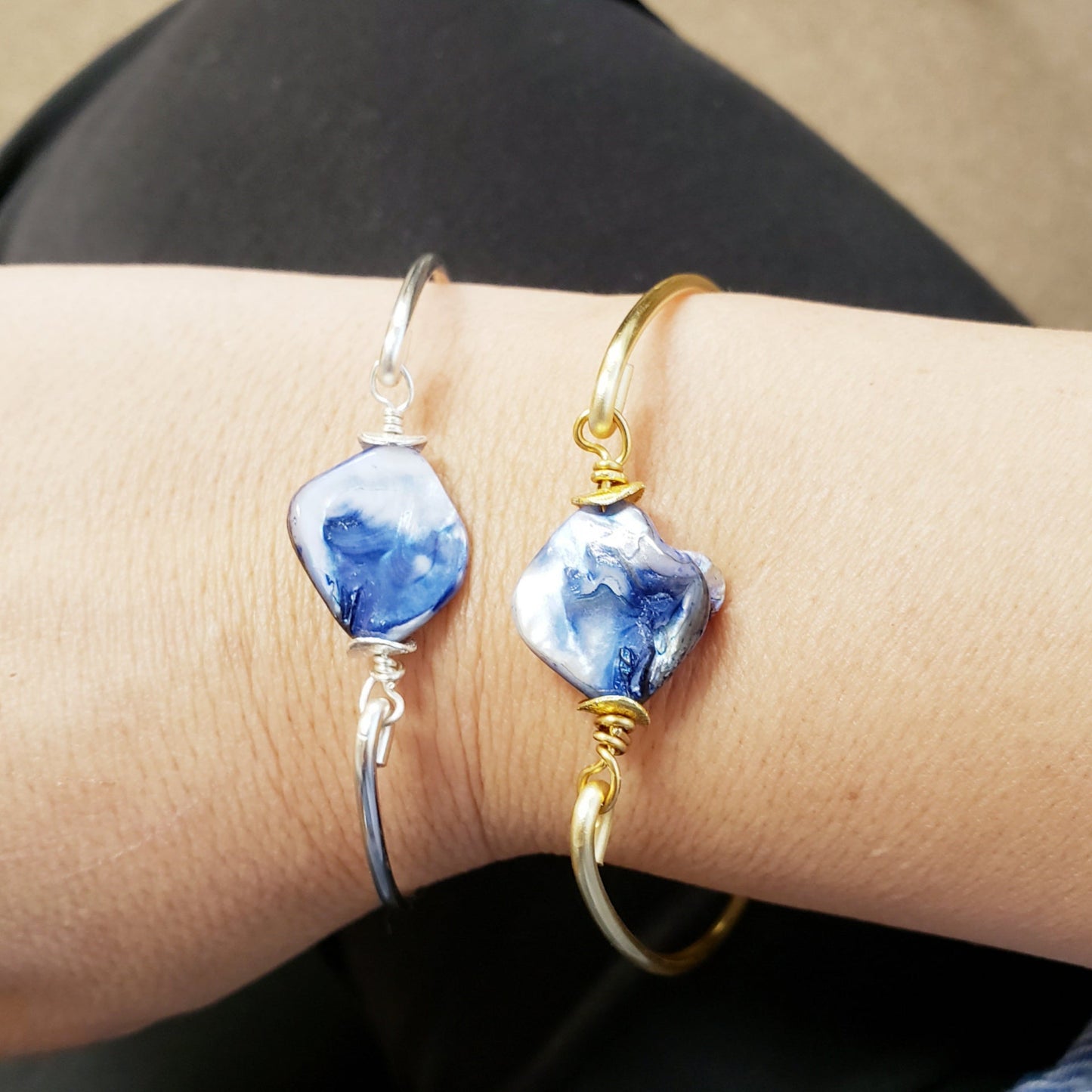 Blue Pearl Bangle - One Color / One Size - Jewelry & Accessories - Bracelets & Bangles