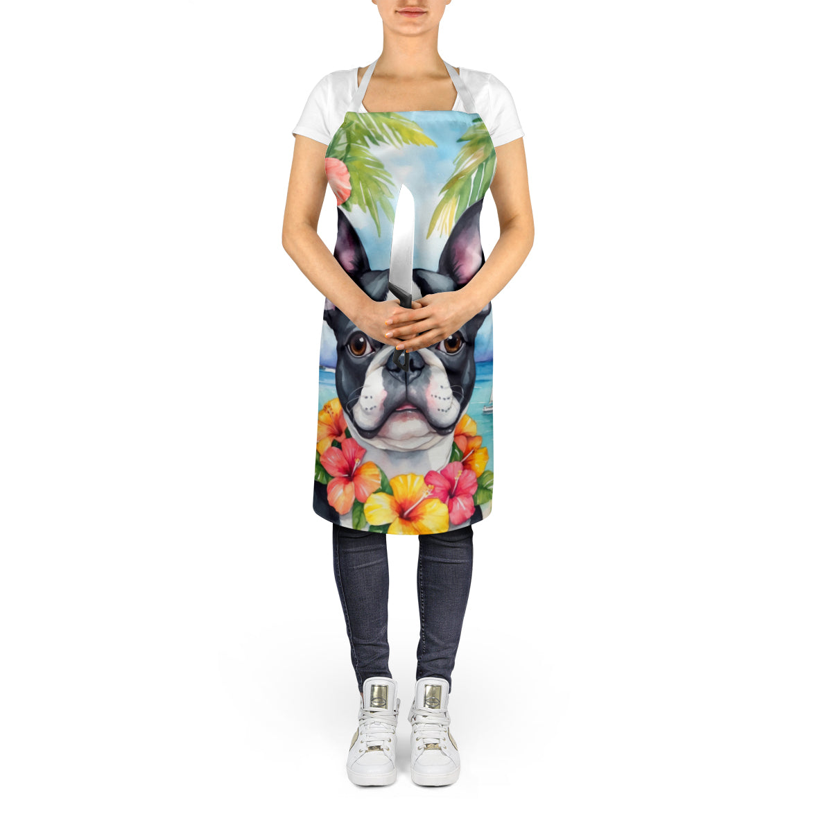 Boston Terrier Luau Apron - One Color / One Size - Home & Garden - Kitchen Dining & Bar - Table Decoration & Accessories