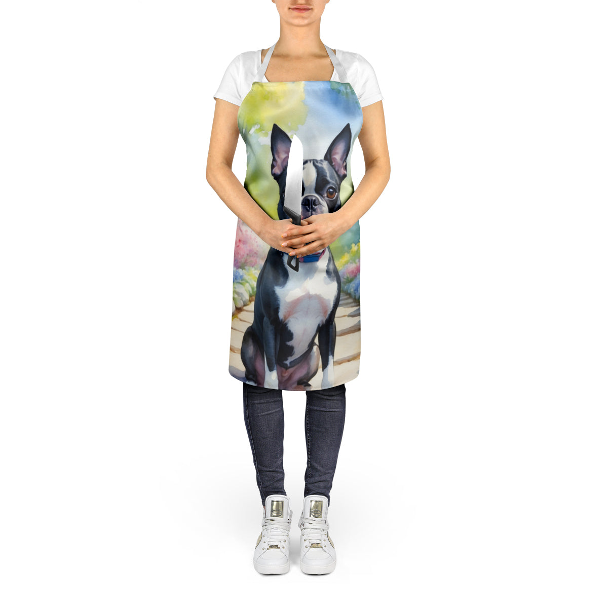 Boston Terrier Spring Path Apron - One Color / One Size - Home & Garden - Kitchen Dining & Bar - Table Decoration &