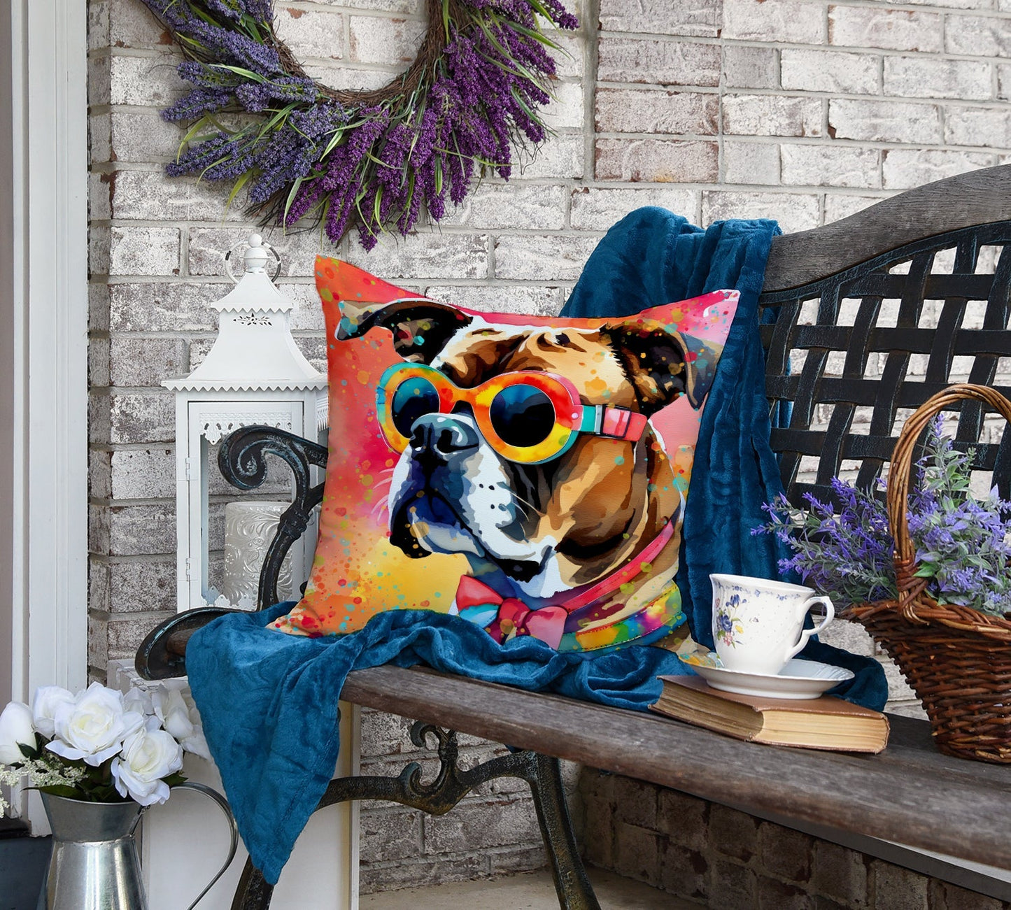 Boxer Hippie Dawg Throw Pillow - One Color / One Size - Home & Garden - Home Textile - Pillows