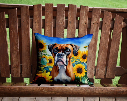 Boxer in Sunflowers Throw Pillow - One Color / One Size - Home & Garden - Home Textile - Pillows