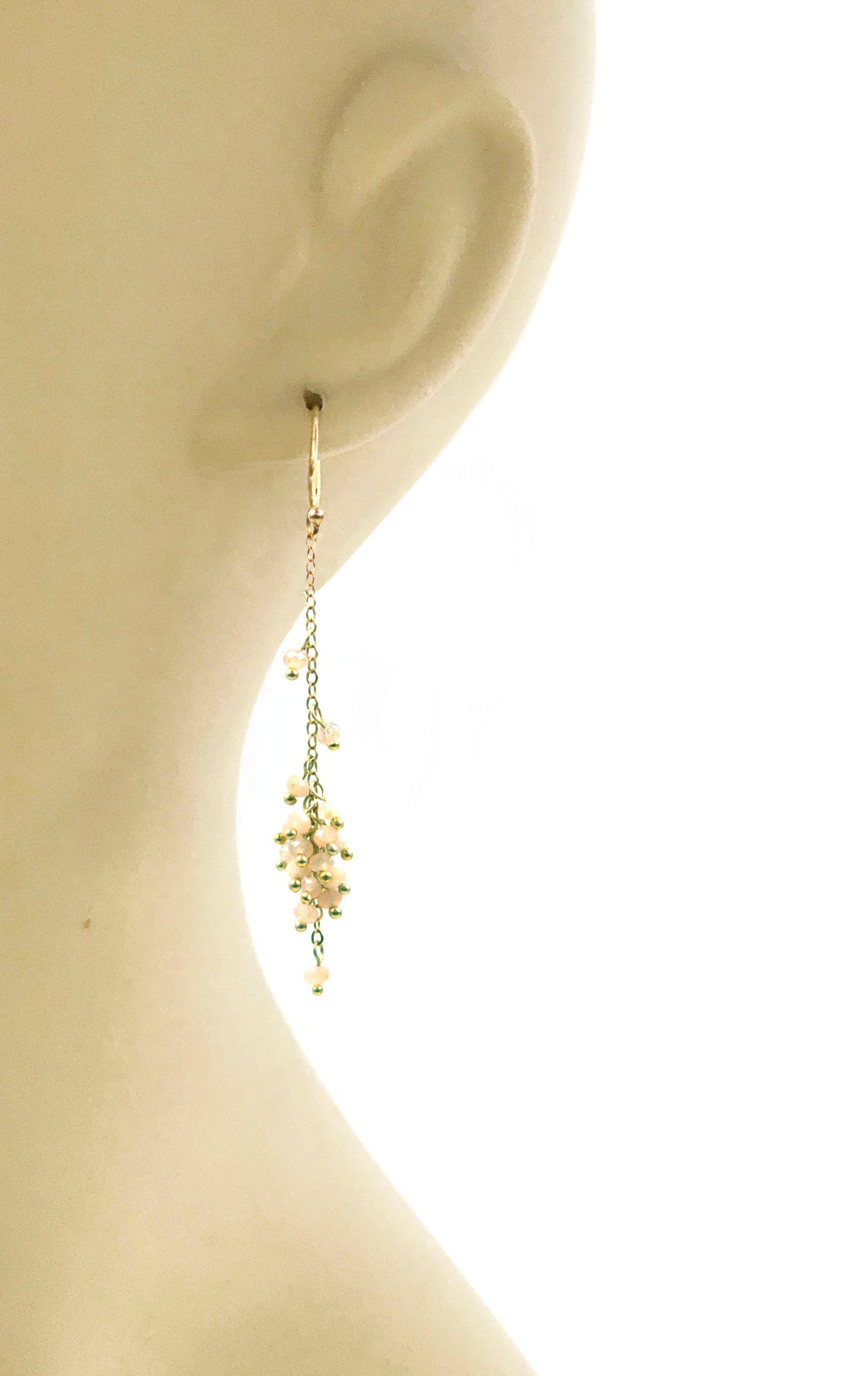 Cascading Peach Moonstone Cluster Earrings - One Color / One Size - Jewelry & Accessories - Earrings - Drop Earrings