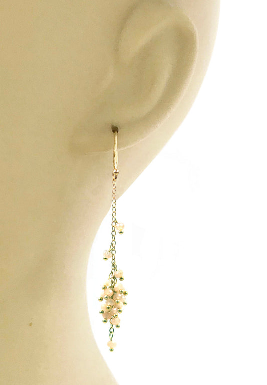 Cascading Peach Moonstone Cluster Earrings - One Color / One Size - Jewelry & Accessories - Earrings - Drop Earrings
