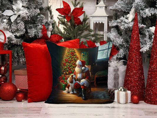 Cavalier Spaniel and Santa Claus Throw Pillow - One Color / One Size - Home & Garden - Home Textile - Pillows