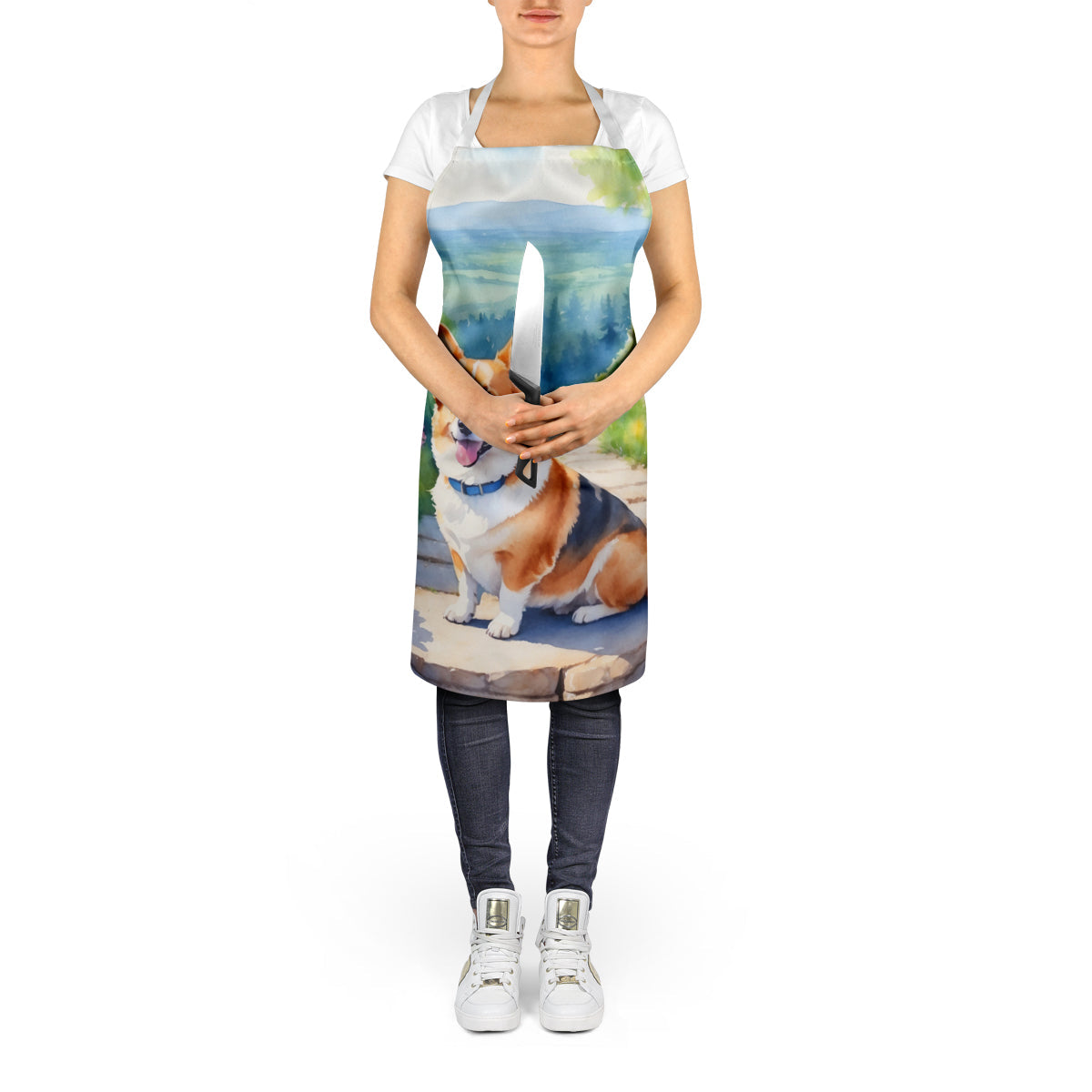 Corgi Spring Path Apron - One Color / One Size - Home & Garden - Kitchen Dining & Bar - Table Decoration & Accessories
