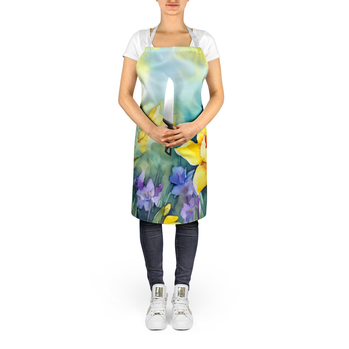 Daffodils in Watercolor Apron - One Color / One Size - Home & Garden - Kitchen Dining & Bar - Table Decoration &
