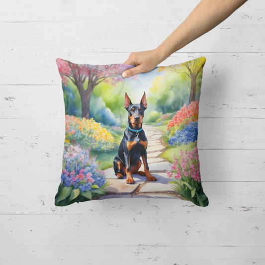 Doberman Pinscher Spring Path Throw Pillow - One Color / One Size - Home & Garden - Home Textile - Pillows