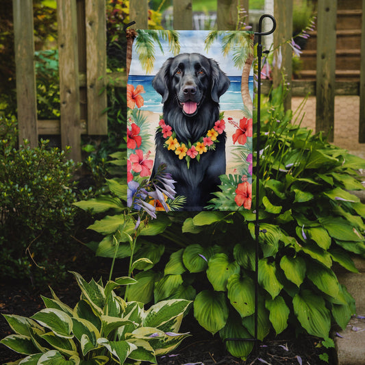 Flat-Coated Retriever Luau Garden Flag - One Color / One Size - Home & Garden - Home Decor - Flags Banners & Accessories