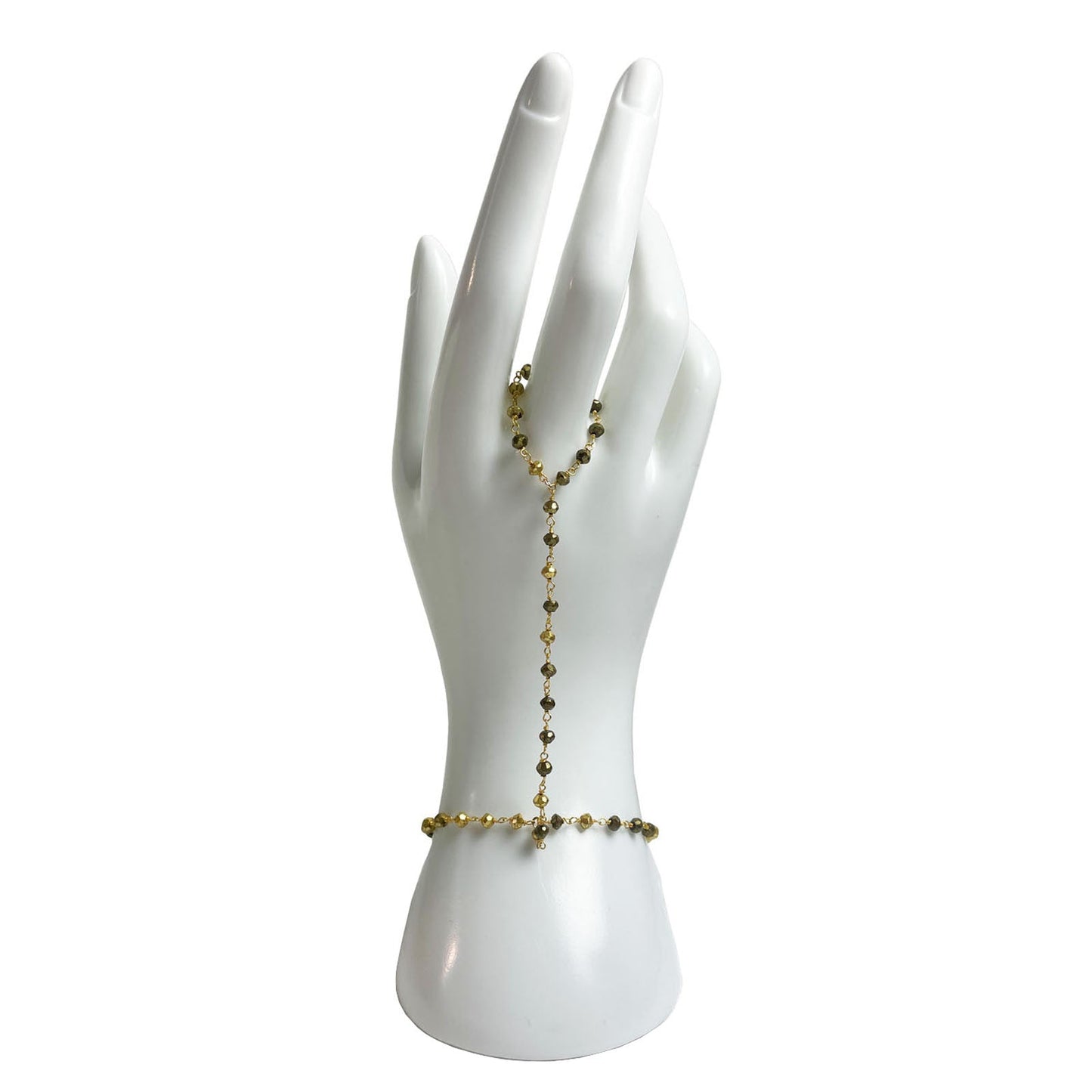 Golden and Bronze Pyrite Hand Chain Bracelet - One Color / One Size - Jewelry & Accessories - Bracelets & Bangles