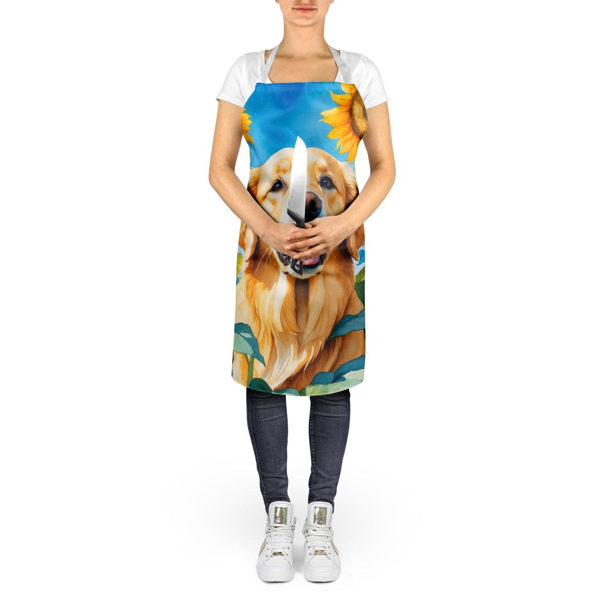 Golden Retriever in Sunflowers Apron - One Color / One Size - Home & Garden - Kitchen Dining & Bar - Table Decoration &