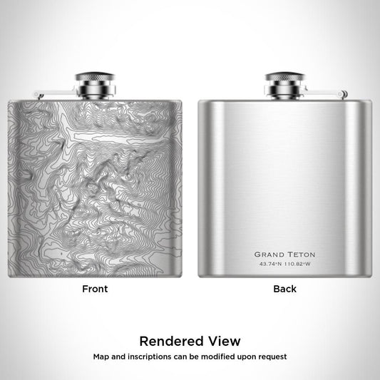 Grand Teton National Park - Wyoming Map Hip Flask - Drinkware