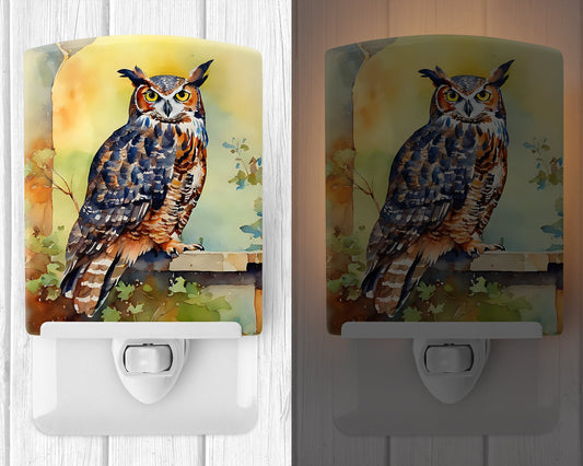 Great Horned Owl Ceramic Night Light - One Color / One Size - Home & Garden - Home Improvement - Lights & Lighting