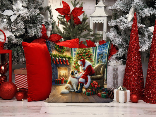 Great Pyrenees and Santa Claus Throw Pillow - One Color / One Size - Home & Garden - Home Textile - Pillows