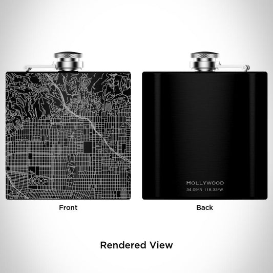 Hollywood - California Map Hip Flask in Matte Black - Drinkware