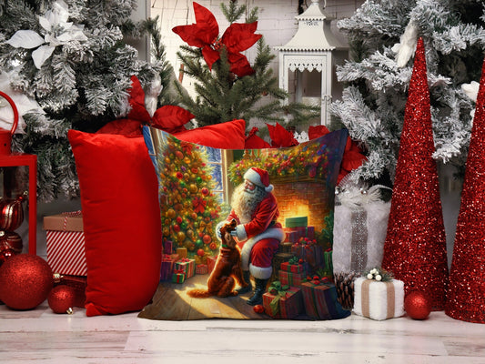 Irish Setter and Santa Claus Throw Pillow - One Color / One Size - Home & Garden - Home Textile - Pillows