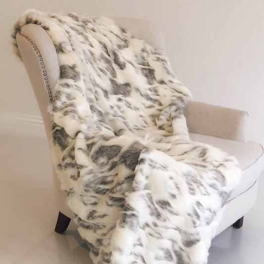 Ivory Rabbit Faux Fur Handmade Luxury Throw Blanket - Home & Garden - Home Textile - Bedding