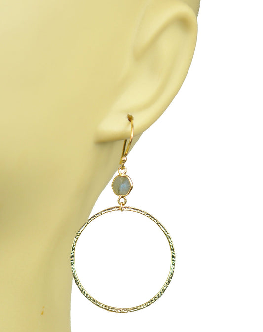 Labradorite Bezel Circle Earrings - One Color / One Size - Jewelry & Accessories