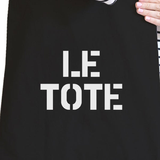 Le Tote Black Canvas Bag Unique Design Printed Cotton Eco Bags - One Color / One Size - Bags & Luggage - Women’s Bags