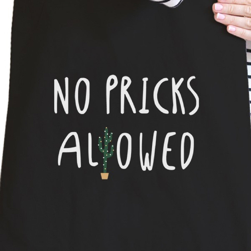 No Pricks Allowed Black Canvas Tote Bag - One Color / One Size - Bags & Luggage - Women’s Bags