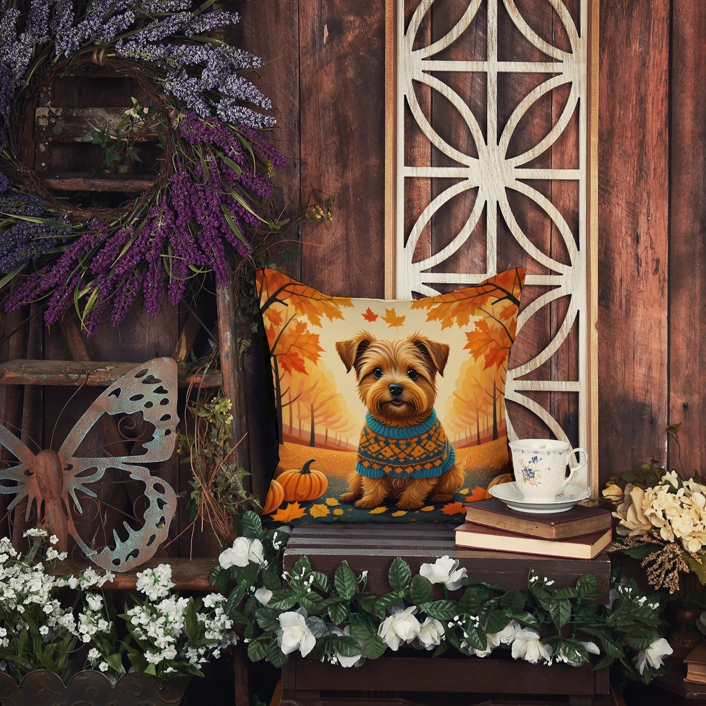 Norfolk Terrier Fall Throw Pillow - One Color / One Size - Home & Garden - Home Textile - Pillows