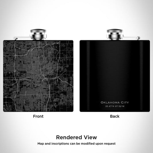 Oklahoma City - Oklahoma Map Hip Flask in Matte Black - Drinkware