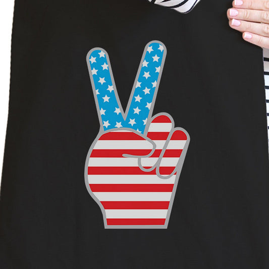 Peace American Flag Canvas Tote Unique Peace Sign Tote Bag for Her - One Color / One Size - Bags & Luggage - Women’s
