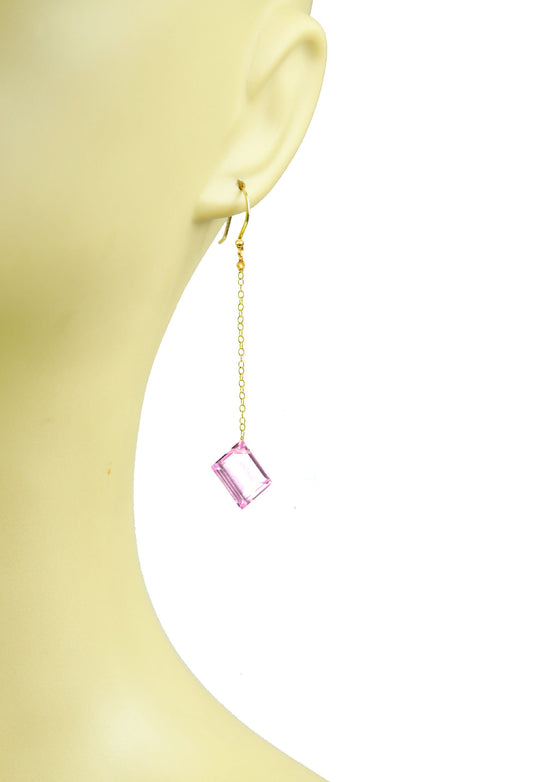 Pink Sapphire Long Dangle Earrings - One Color / One Size - Jewelry & Accessories - Earrings - Drop Earrings