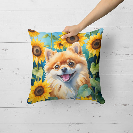 Pomeranian in Sunflowers Throw Pillow - One Color / One Size - Home & Garden - Home Textile - Pillows