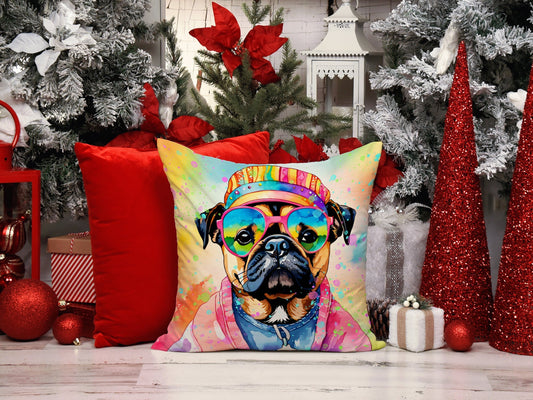 Pug Hippie Dawg Throw Pillow - One Color / One Size - Home & Garden - Home Textile - Pillows