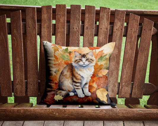 Ragamuffin Cat in Fall Leaves Throw Pillow - One Color / One Size - Home & Garden - Home Textile - Pillows