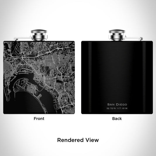San Diego - California Map Hip Flask in Matte Black - Drinkware