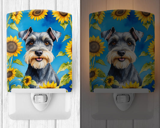 Schnauzer in Sunflowers Ceramic Night Light - One Color / One Size - Home & Garden - Home Improvement - Lights &