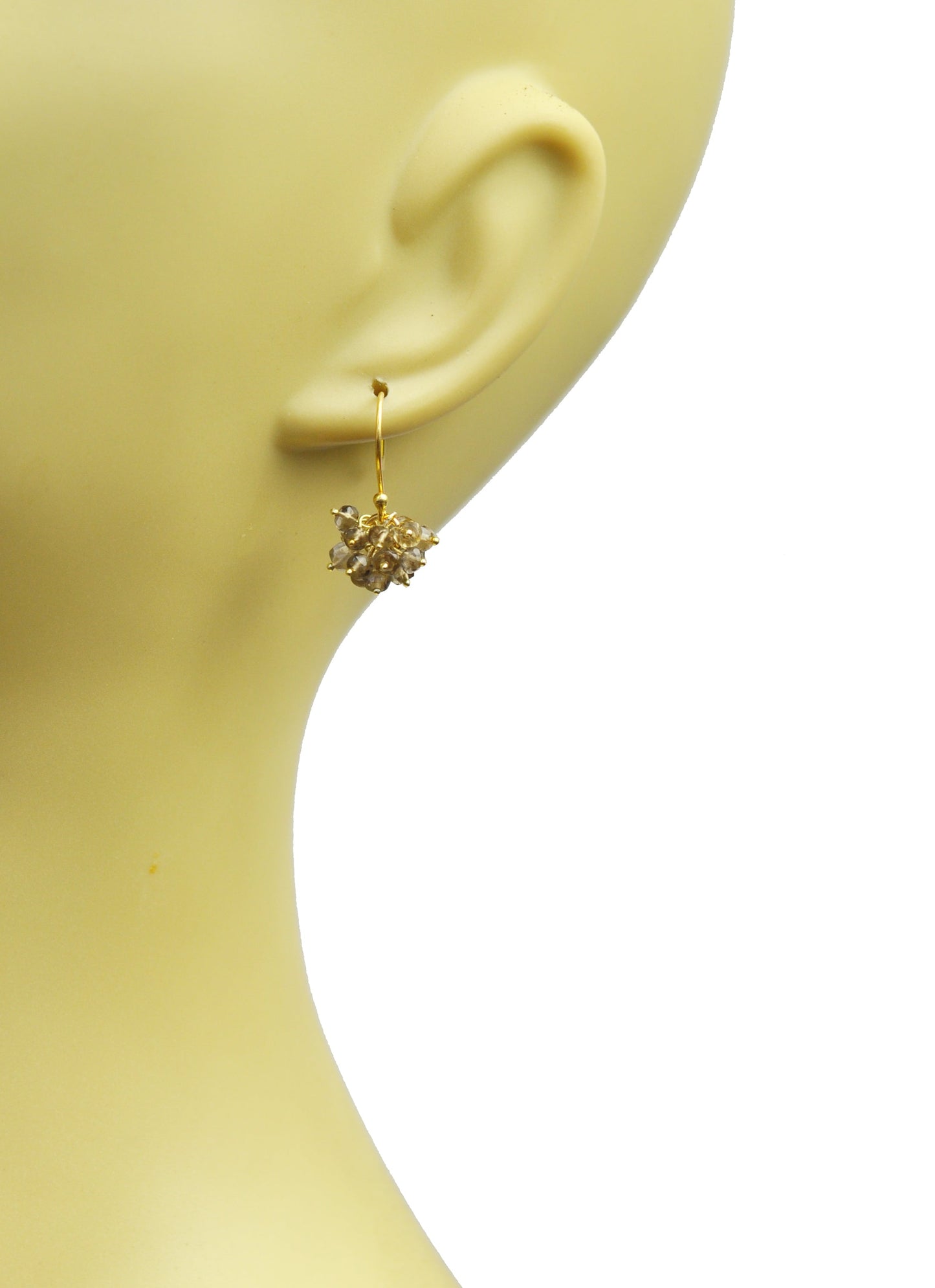 Smoky Topaz Cluster Vermeil Earrings - One Color / One Size - Jewelry & Accessories