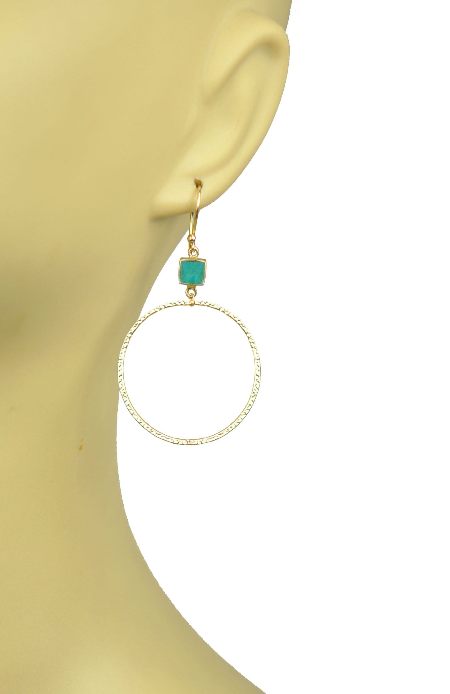 Turquoise Bezel Circle Earrings - One Color / One Size - Jewelry & Accessories