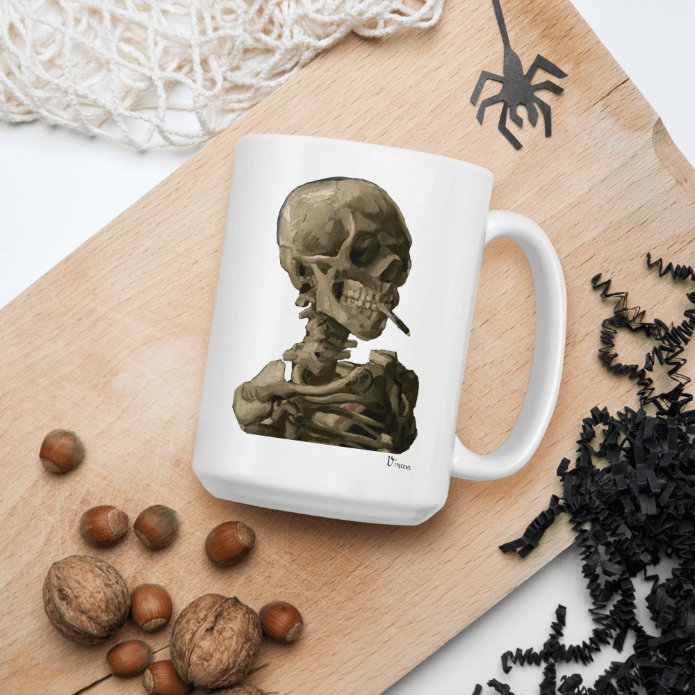 Van Gogh Skull of a Skeleton With Burning Cigarette 1886 Mug - Home & Garden - Kitchen Dining & Bar - Drinkware