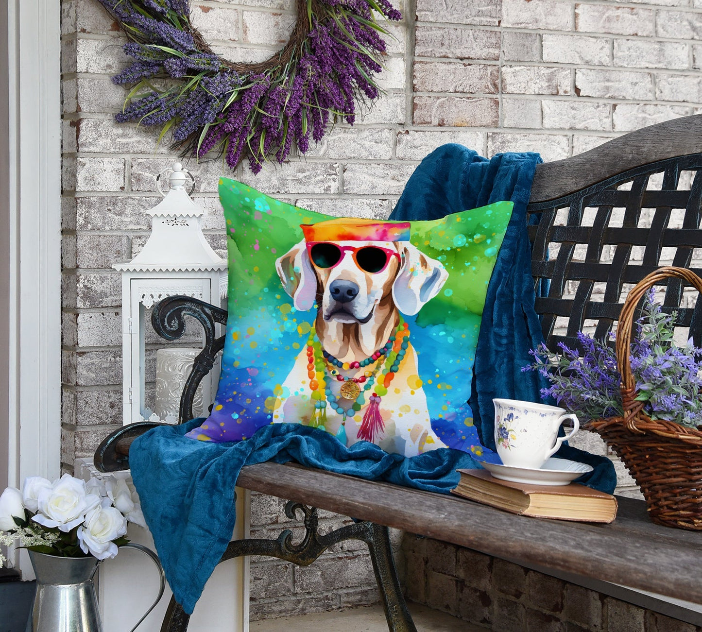 Weimaraner Hippie Dawg Throw Pillow - One Color / One Size - Home & Garden - Home Textile - Pillows