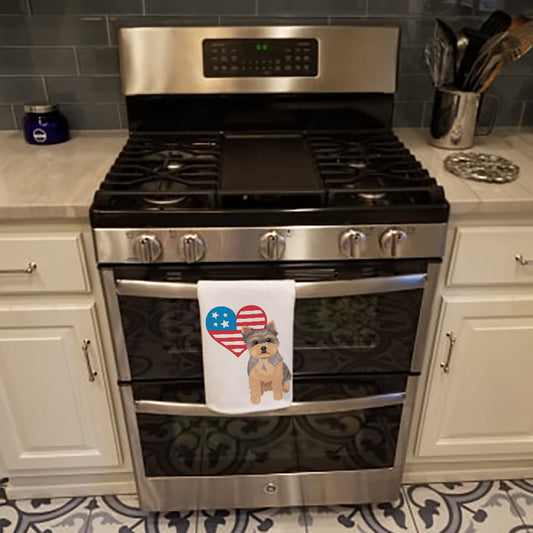 Yorkie Chocolate Puppy Patriotic Kitchen Towel Set of 2 - One Color / One Size - Home & Garden - Home Textile - Towels